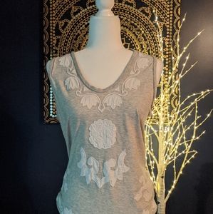 Loft grey and white embellished top
